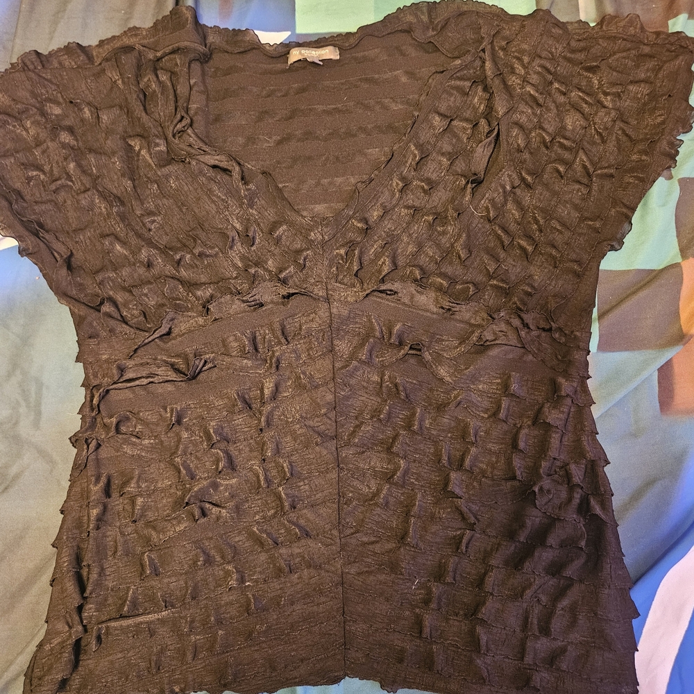 Elegant Black Textured Women's Top